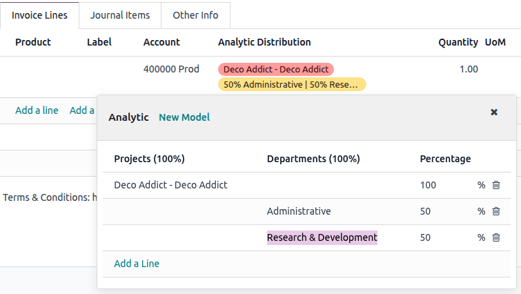 Odoo Analytic Distribution